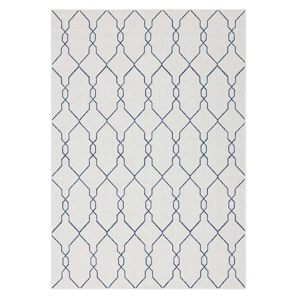 Teppich Indoor oder Outdoor in Creme und Dunkelblau - Asbro