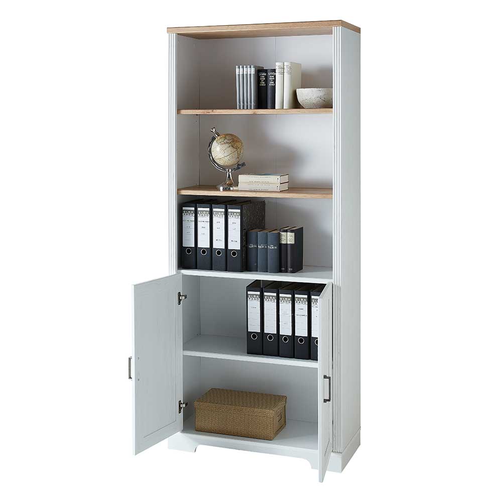 86x204x38 Landhaus Büroschrank mit drei Fächern - Mehady