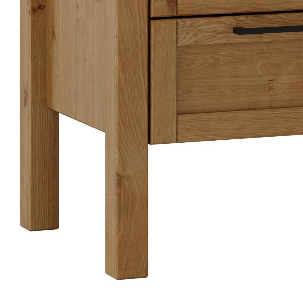 Wildeiche Nachtkommode mit robustem Holzbein und einer Schublade – Totem