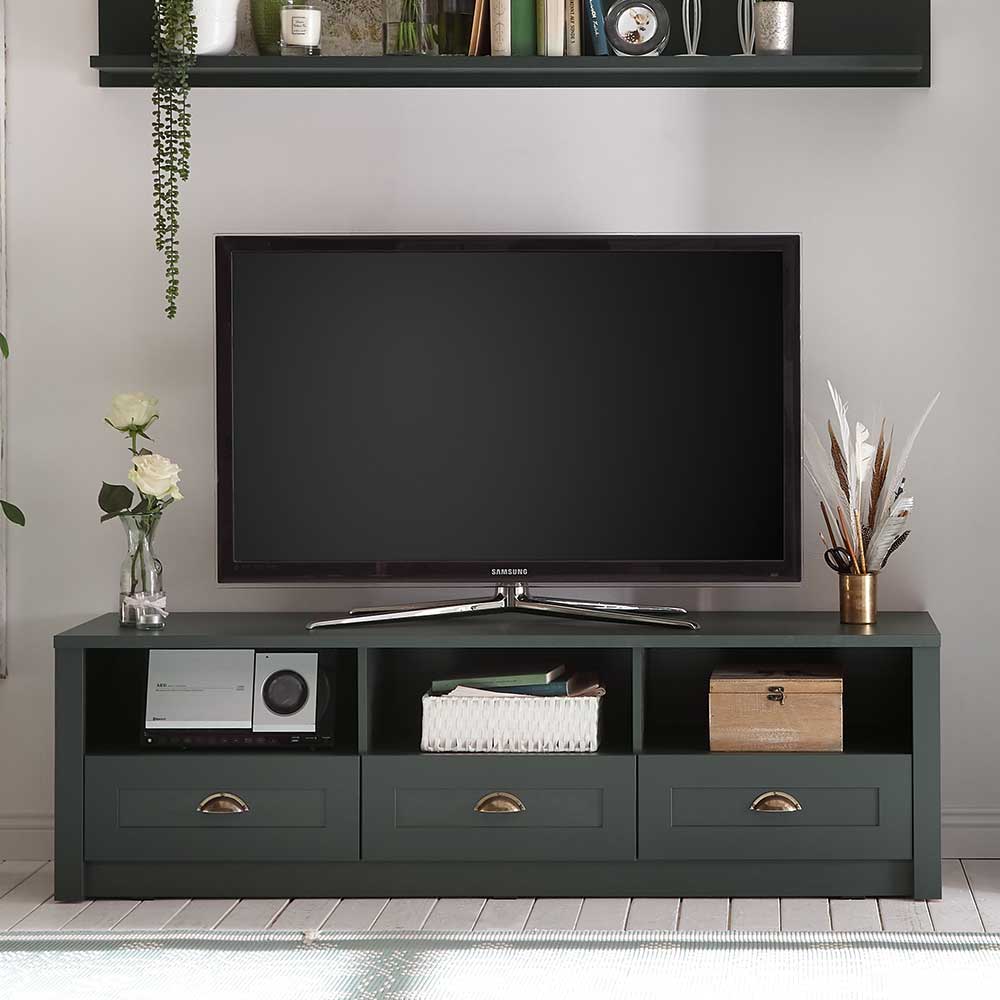 158x47x43 Landhaus TV Board in Dunkelgrün - Niestov