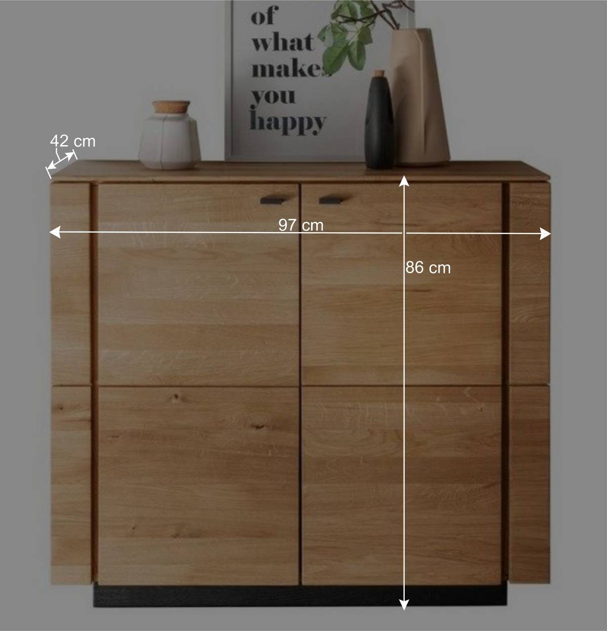 97x86x42 Massivholz Kommode mit zwei Türen - Emelyas