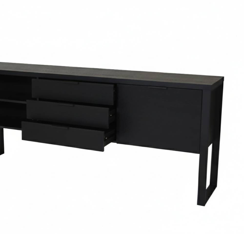 Industrial Sideboard in Holzoptik Schwarz - Ailunaro