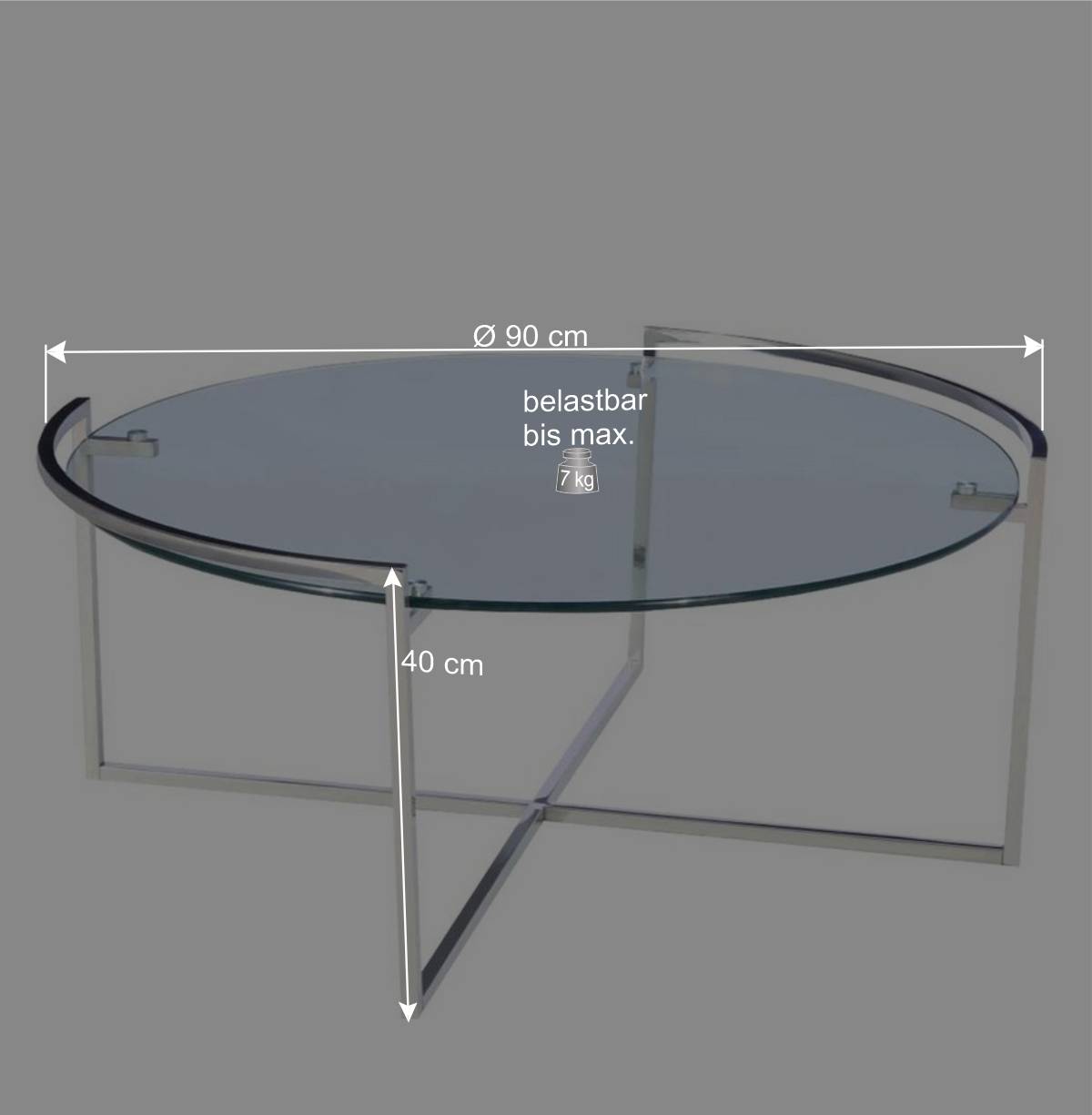 90cm runder Glastisch fürs Wohnzimmer - Agapedus