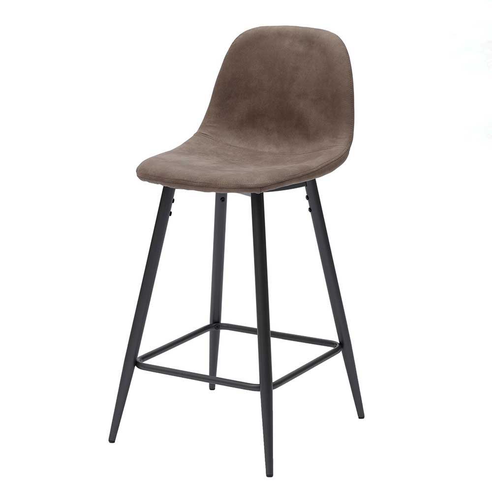 Vintage Barhocker mit Lehne Dorisa Kunstleder Taupe (2er Set)