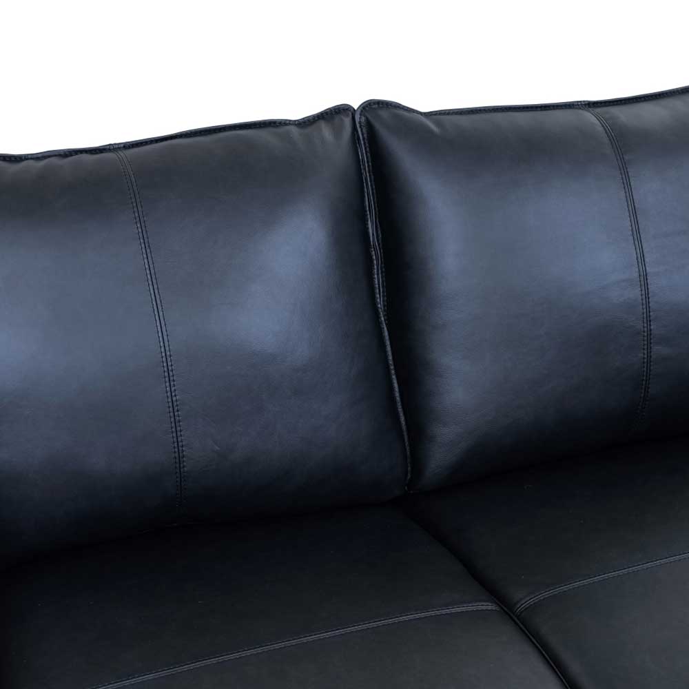 Schwarze Wohnzimmercouch aus Leder in Vintage Optik - Lagon