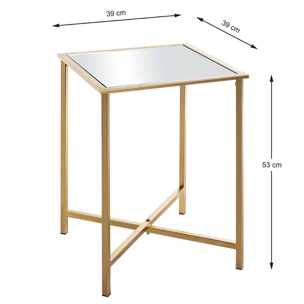 Spiegelglas Couchtisch mit Metallgestell - Remona