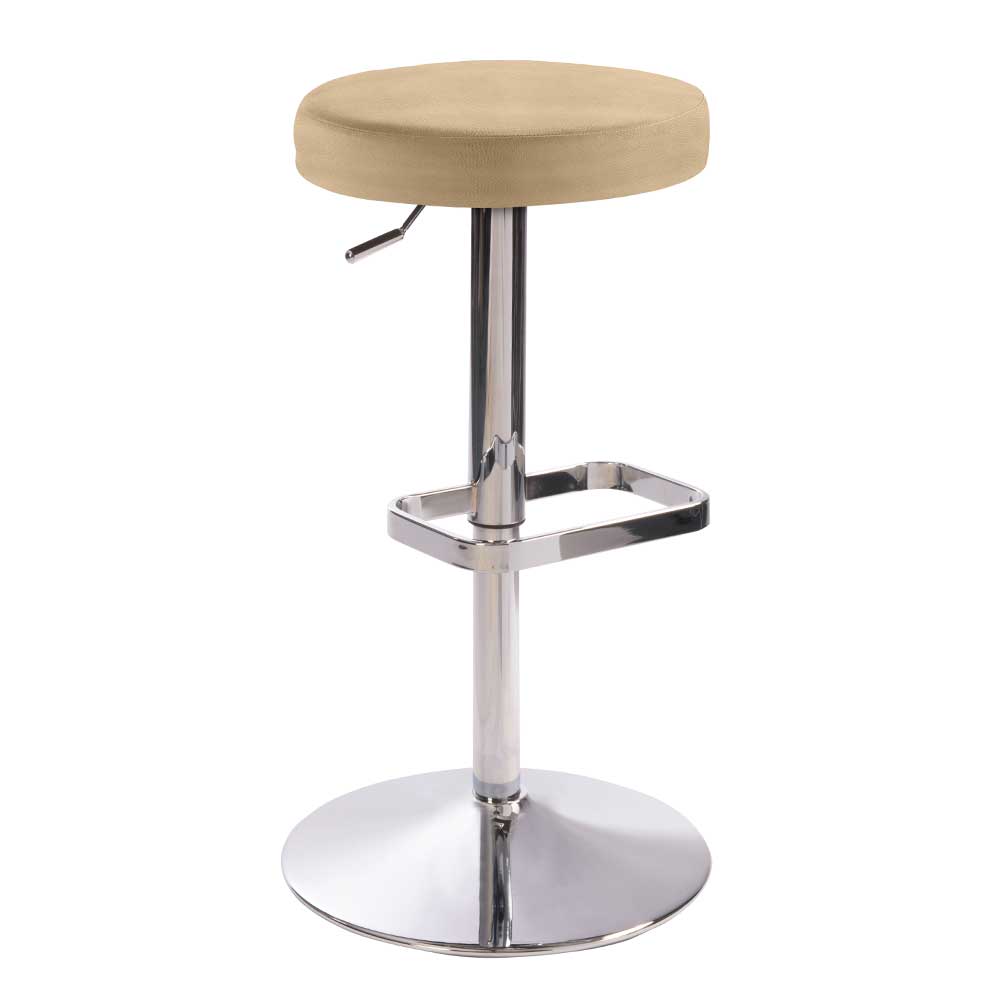Höhenverstellbarer Barhocker in Beige & Chrom - Galogero