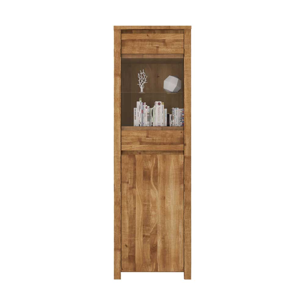 Wohnzimmervitrine Nadalia aus Wildeiche Massivholz