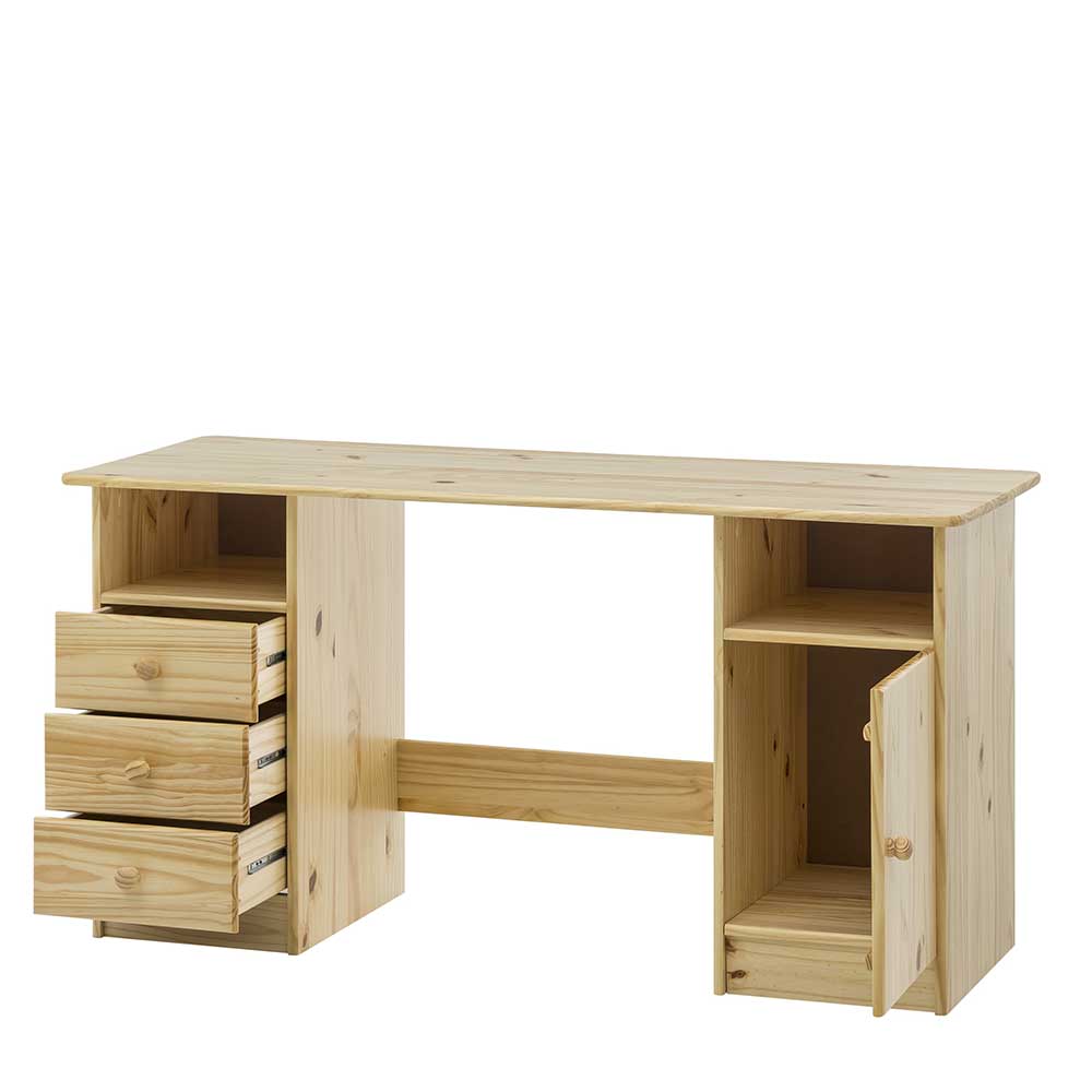 Klassischer Holz Schreibtisch aus Kiefer Massivholz - Gomeria