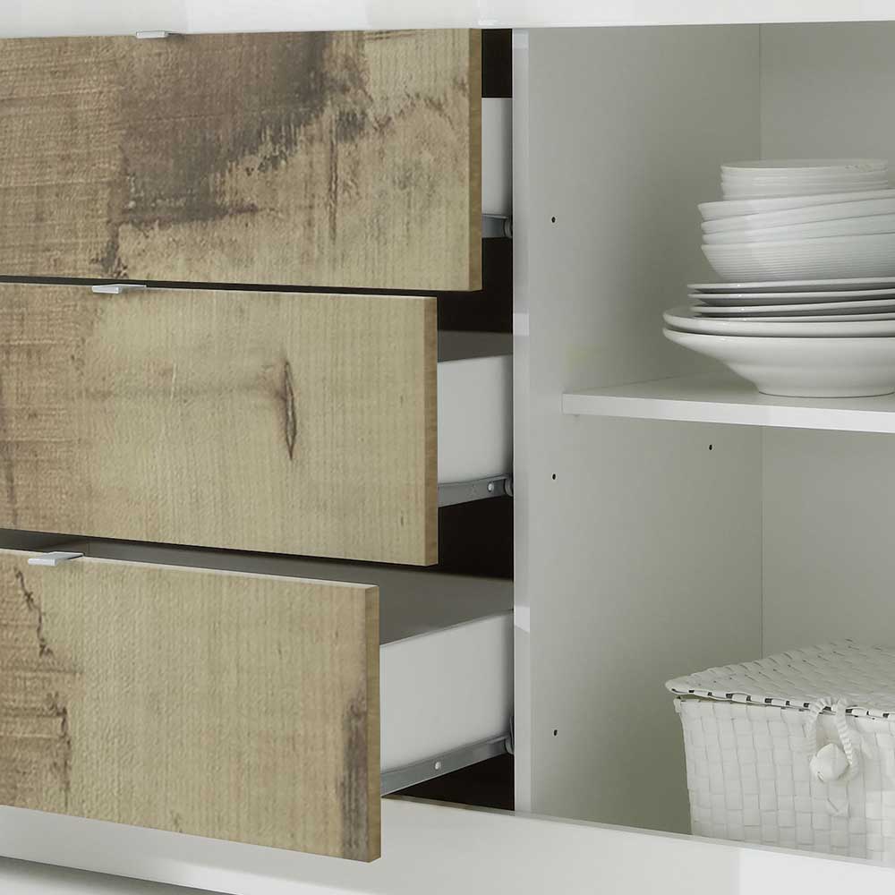 Sideboard in verwitterter Holzoptik & Weiß - Olvenion