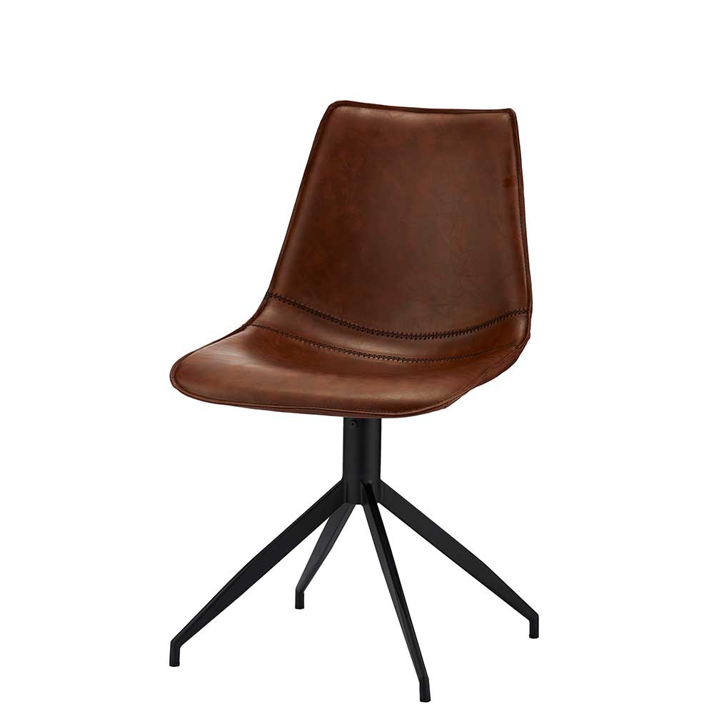 2er Kunstlederstuhl-Set in Braun - Enyet (2er Set)