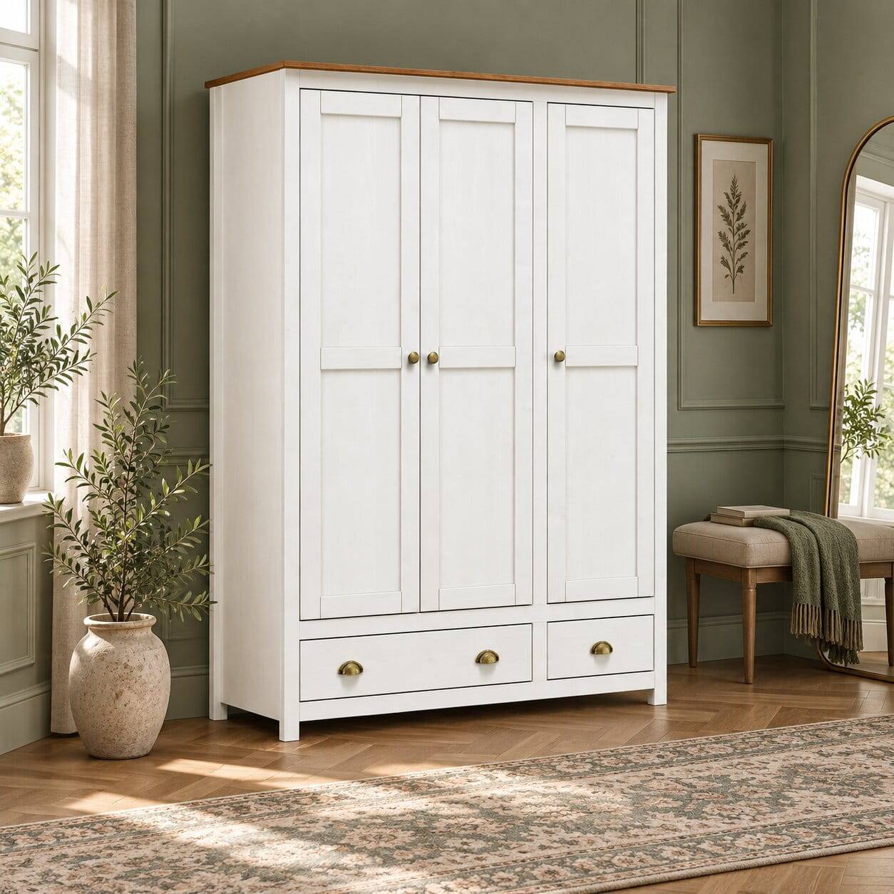 Country Style Kleiderschrank mit 2 Schubladen - Abelkav