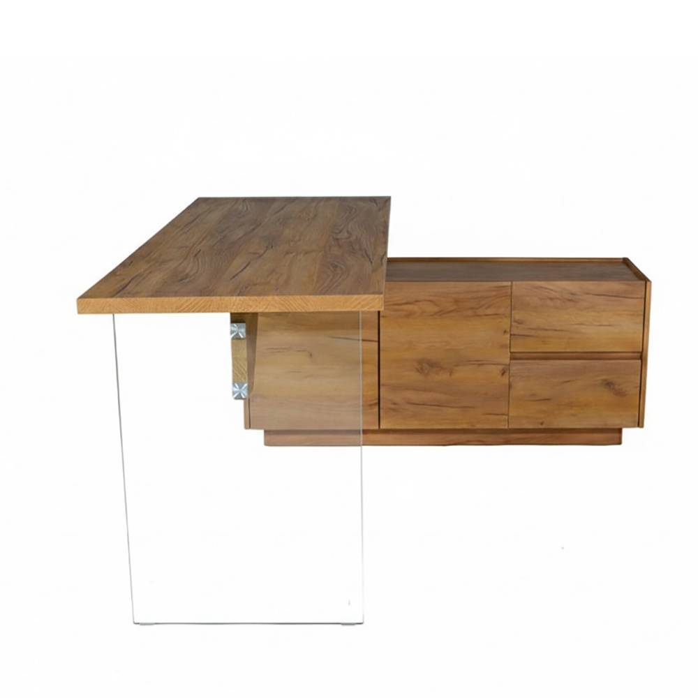 Office-Schreibtisch in Kerneiche und Transparent - Saloz