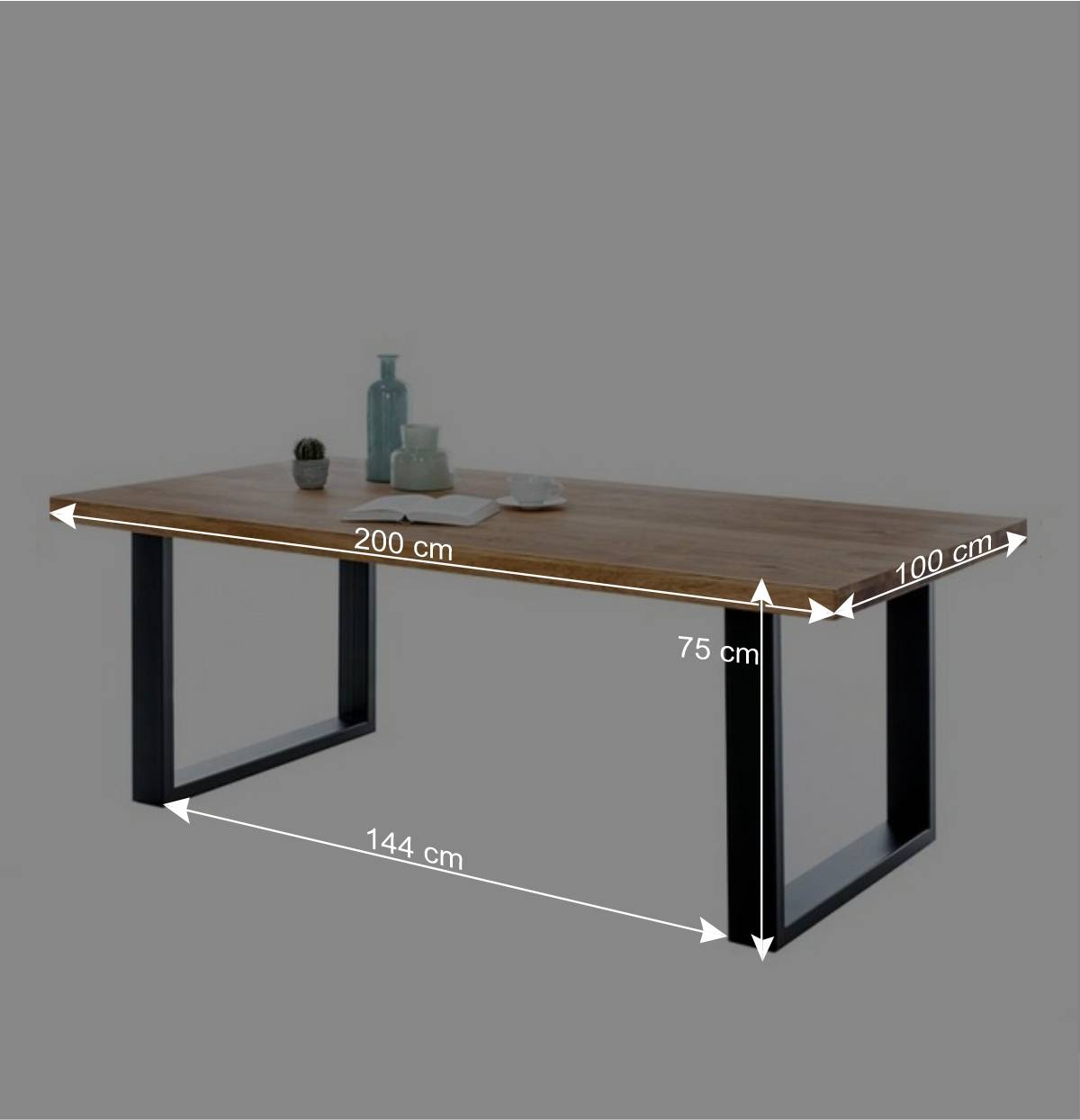 200x100 Esszimmertisch mit U-Gestell Schwarz - Arello