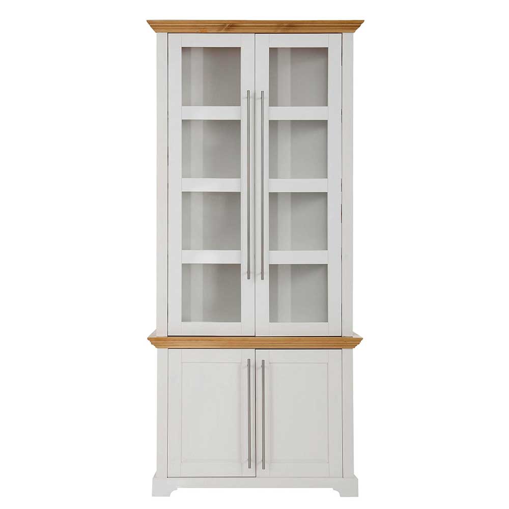 Vitrinenschrank in Weiß mit Honig - Eyzaco