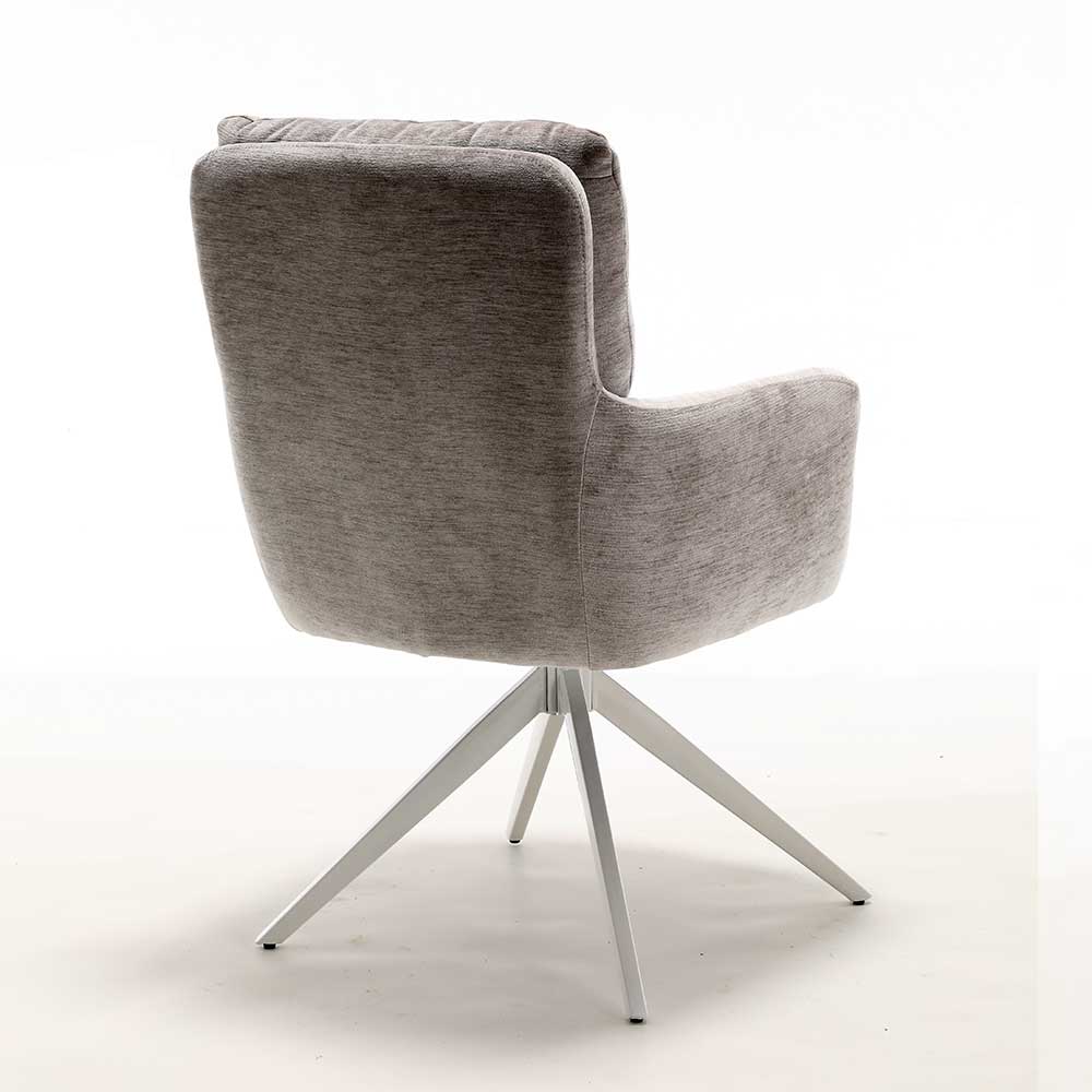 Esstisch Drehstuhl in Taupe und Weiß - Sarduna (2er Set)
