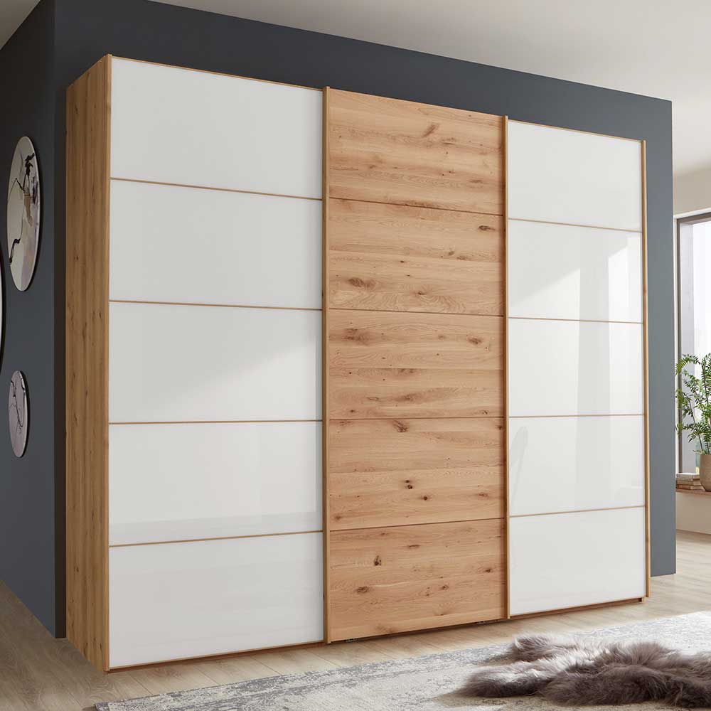 Schiebetürschrank in Weiß Glas - Crucav