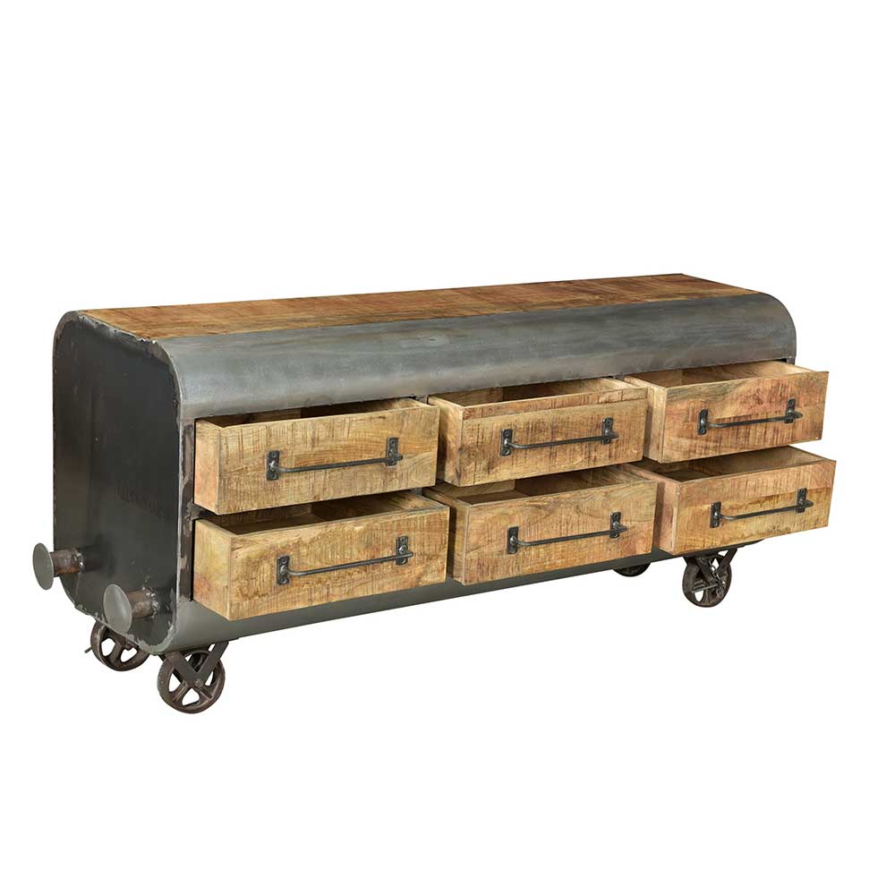 150x66x43 Design Kommode im Zugwaggon Look - Bahiro