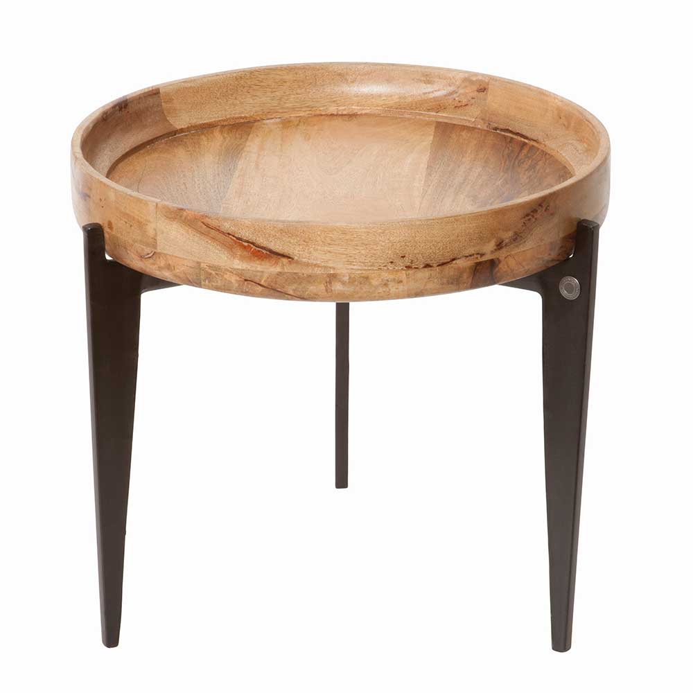 Runder Tabletttisch aus Mango Natur - Offia