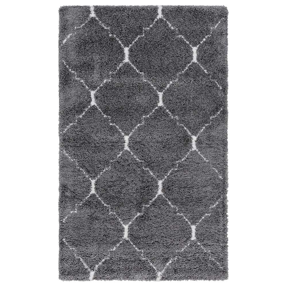 Hochflor Teppich in Grau und Creme - Ilena