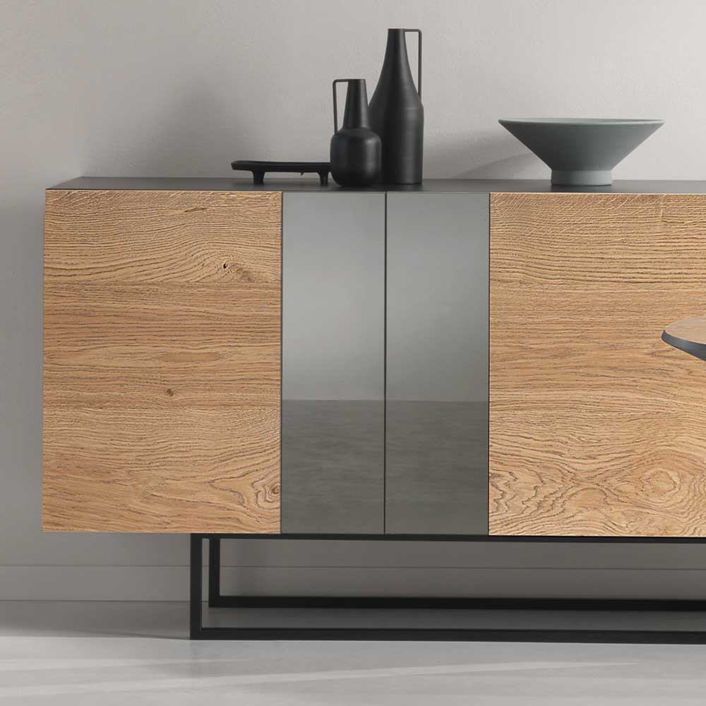 Sideboard mit Spiegeleinsätzen in Rauchgrau - Sisabel