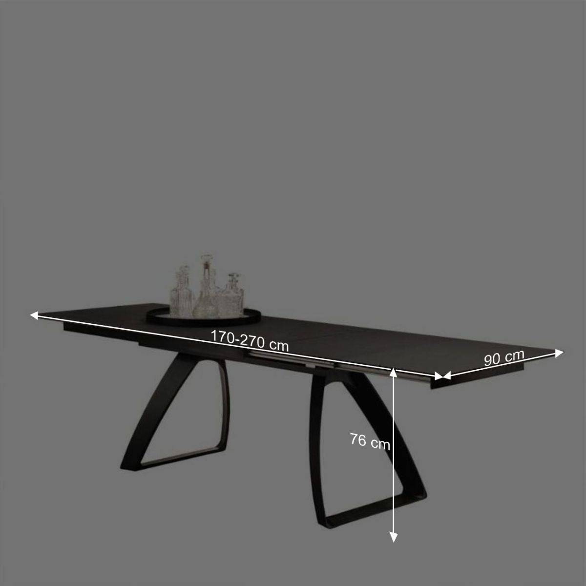 Verlängerbarer Designtisch in Grau & Schwarz - Tilan