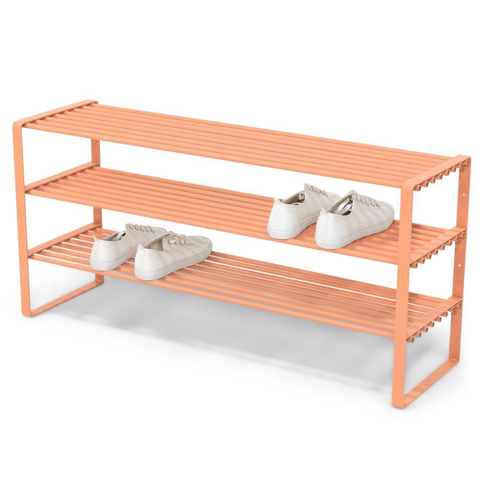 Terracotta Stahl Schuhablage mit drei Ebenen für Flur oder Garderobe – Teakaro
