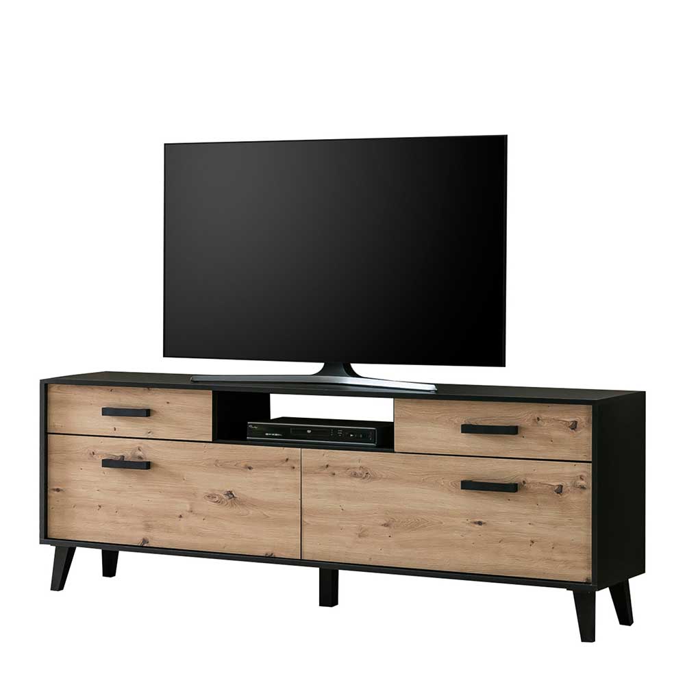 TV Unterschrank in Wildeiche NB & Schwarz - Paniera