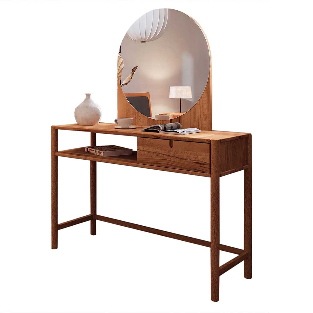 Design Schminktisch aus Wildbuche massiv - Indrya (zweiteilig)
