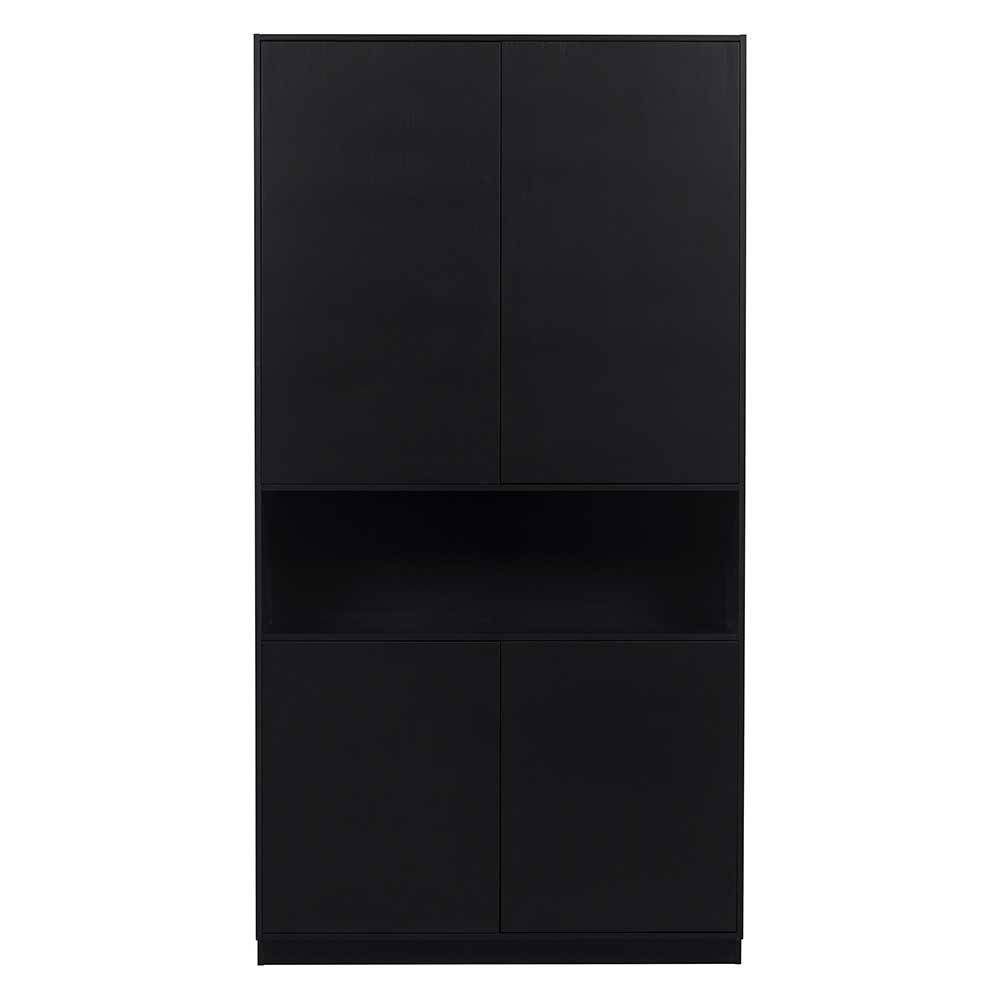 110x210x40 cm Kiefernholz Schrank teilmassiv in Schwarz - Niwidus