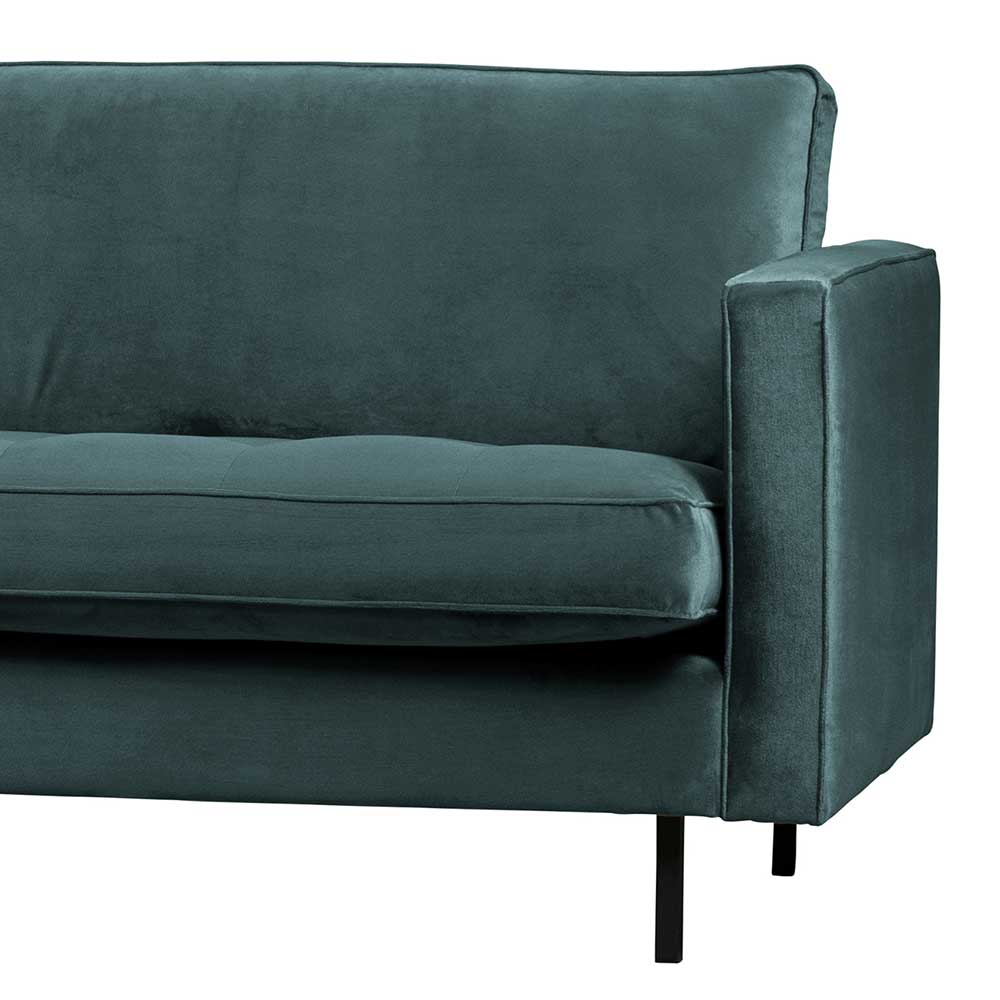 Retro Samtsofa in Petrol Blau - Fledos