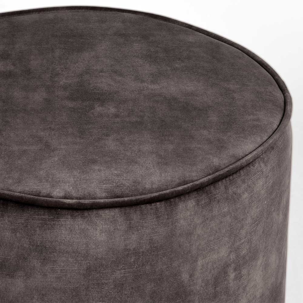 Sitzhocker Pouf in Anthrazit Velours - Eradis