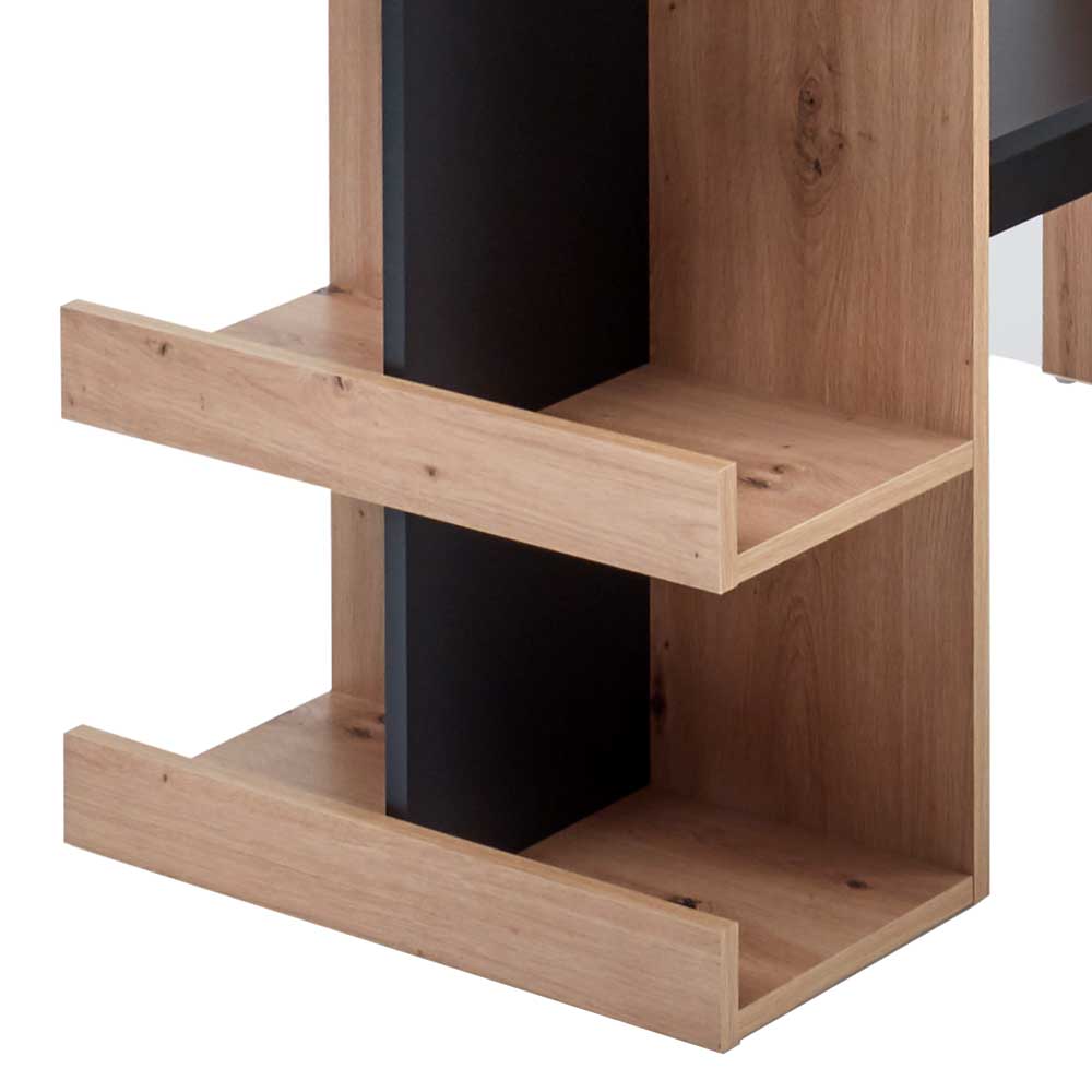 Bartisch mit Ablagen in Wildeiche & Schwarz - Socorro