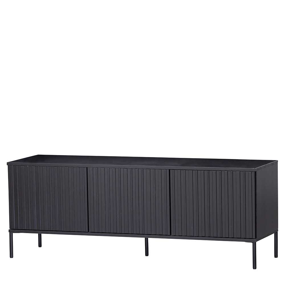 3-türiges Sideboard in Schwarz - 150x56x44 cm - Gelvins