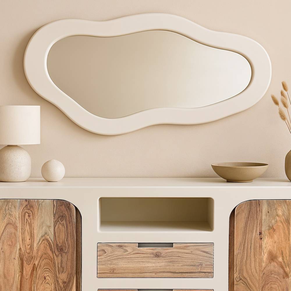 Skandi Designspiegel mit Struktur Kalkputz - Usilvea