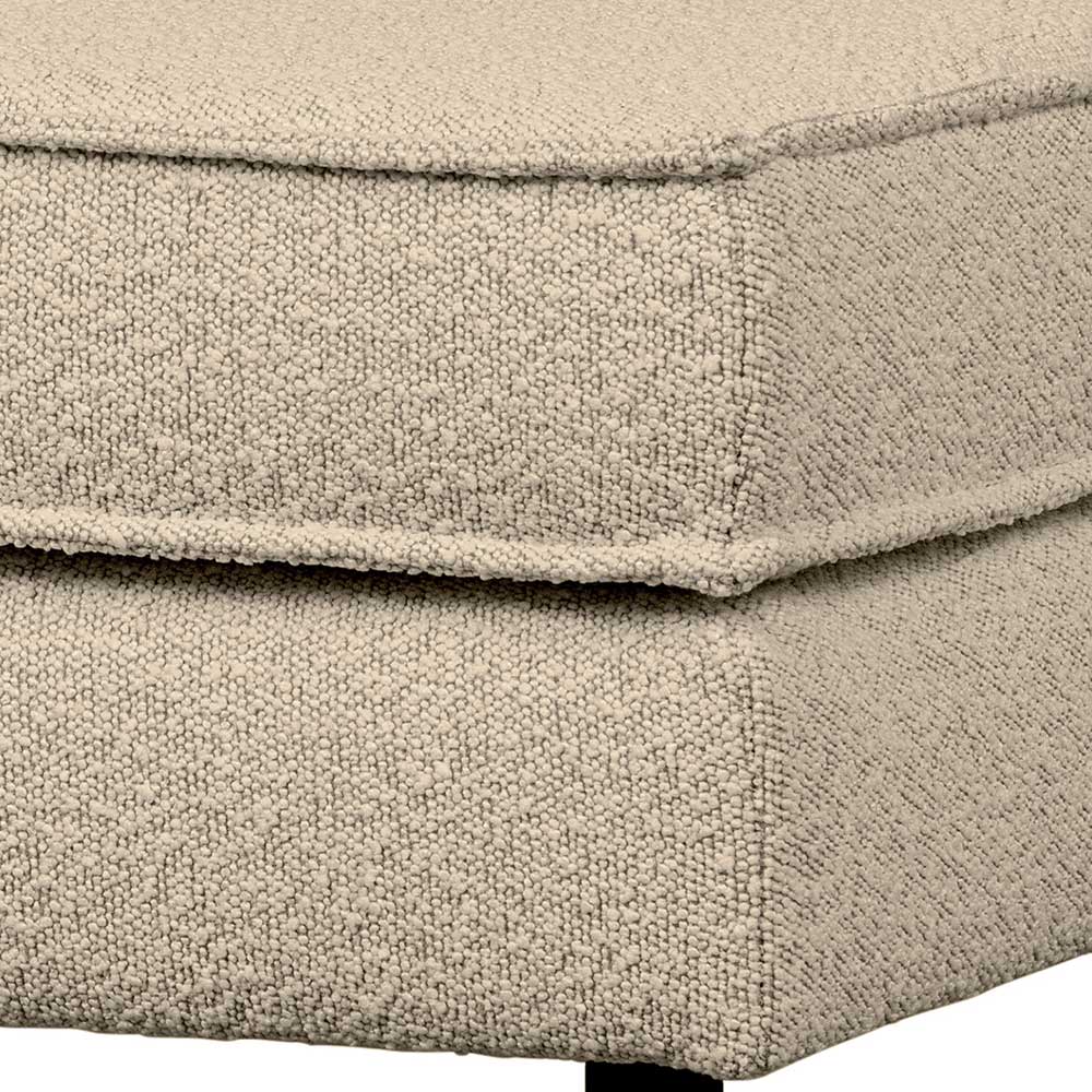 Polsterhocker aus Boucle Stoff in Beige - Glamoure