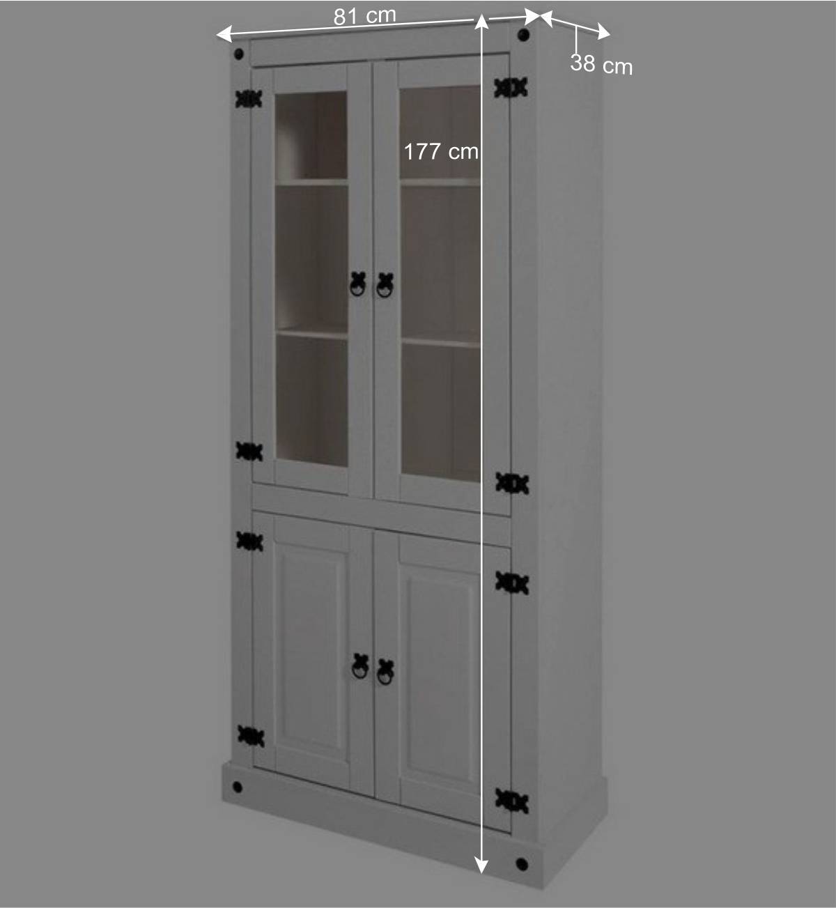 Weißer Vitrinenschrank aus Kiefer - Sergio