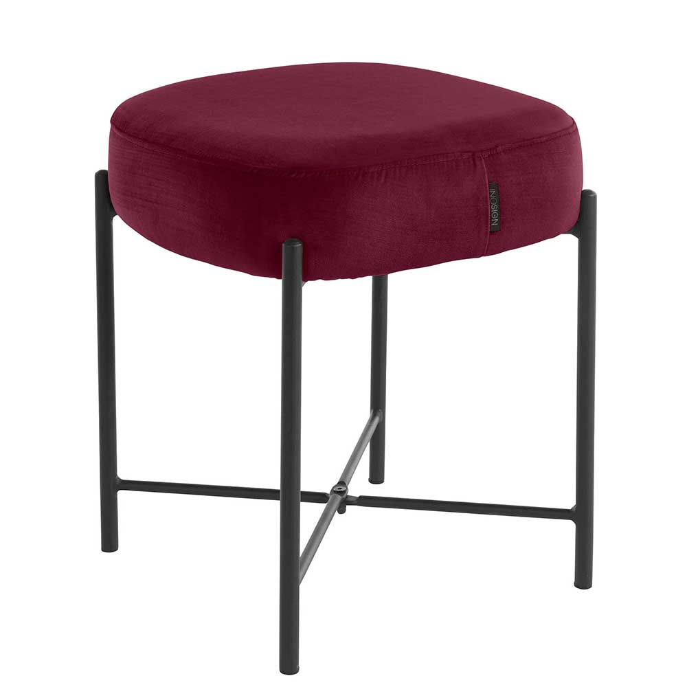 Hocker in Bordeaux Rot Samt - Car
