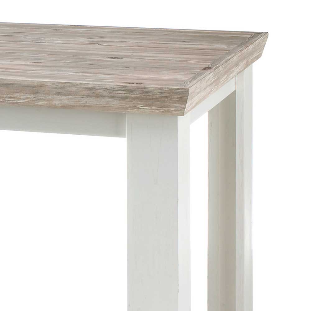 Scandi Chic Esstisch in Weiß & Pinie Shabby Nedita 160x90 cm