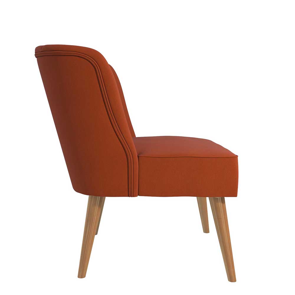 Mid Century Polstersessel in Ziegelrot und Natur - Elhan