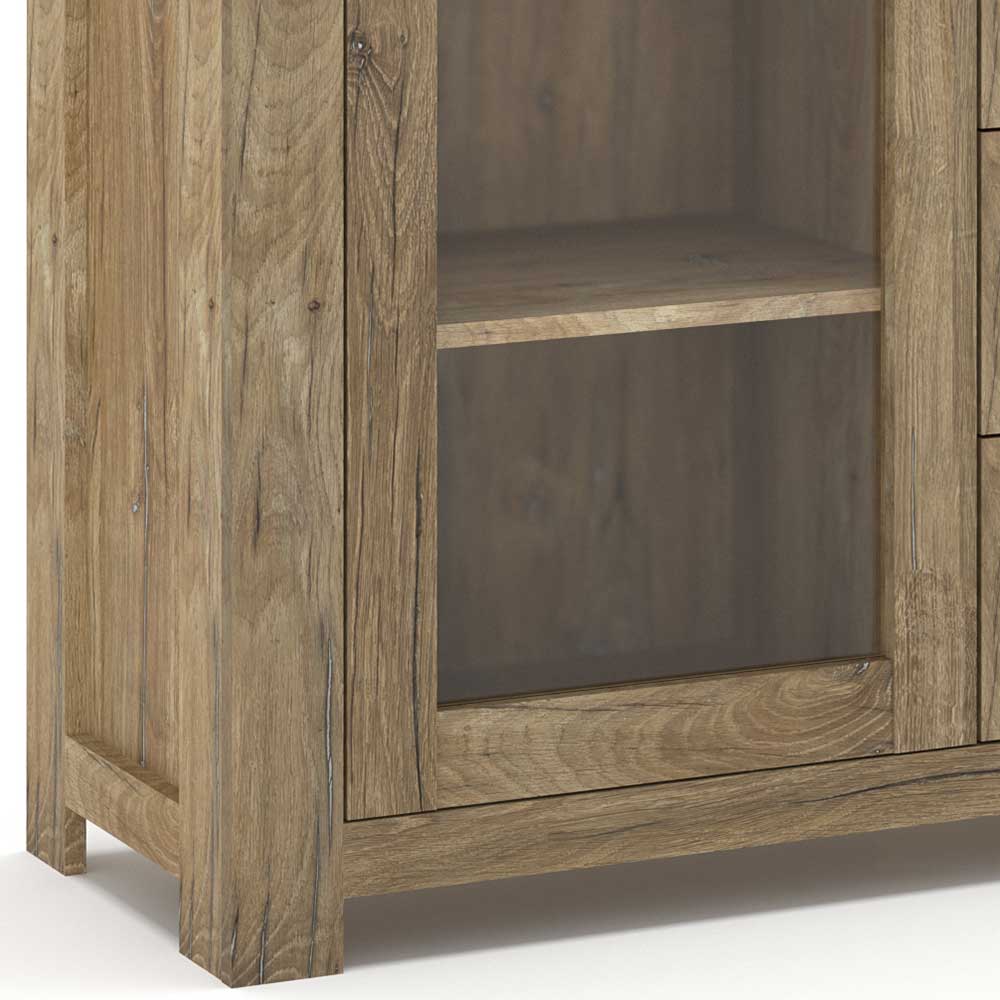 Highboard in Eiche Dunkel mit Glaseinsatz - Hilary