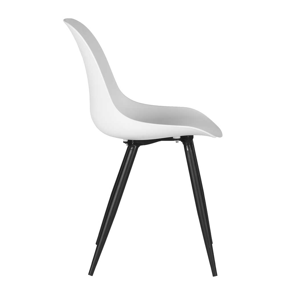 Esszimmer Schalenstuhl in Weiß Kunststoff - Saar (2er Set)