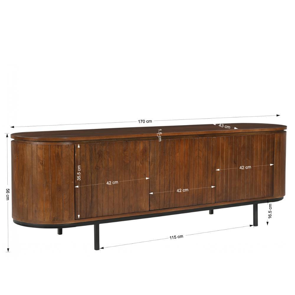 Retro Design Lowboard aus Mangoholz mit allen Maßen und Abmessungen für Ihr Esszimmer – Galadira