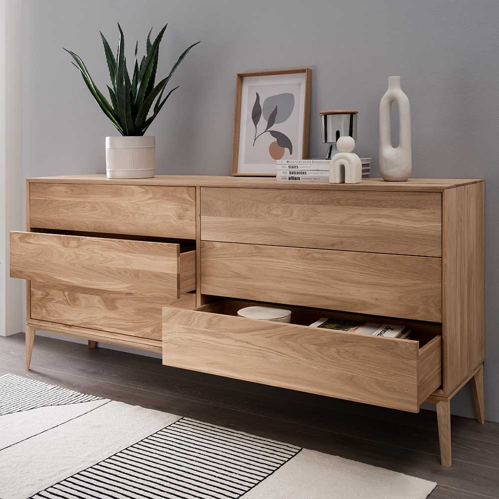 Elegante Kommode aus Wildeiche Bianco geölt - Lamia