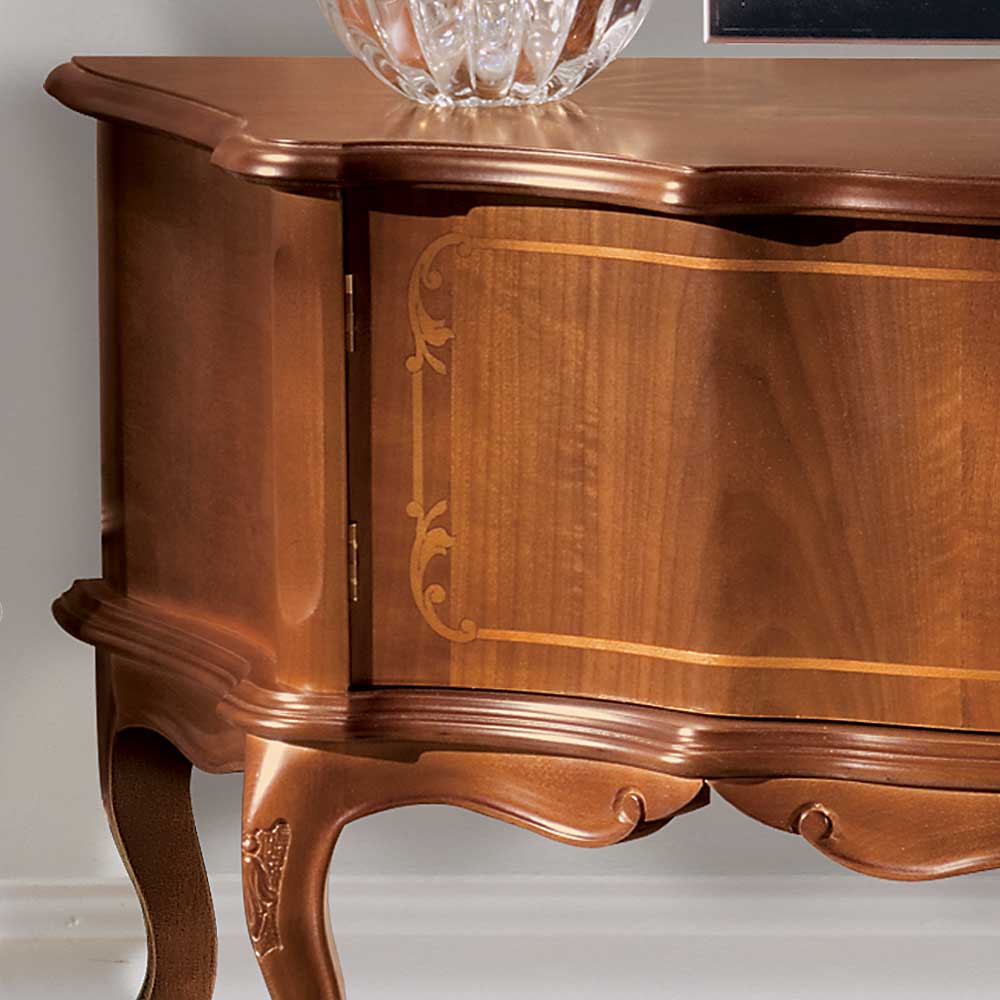 Nussbaum Furnier Wohnwand Barock Dentro 325cm breit (dreiteilig)