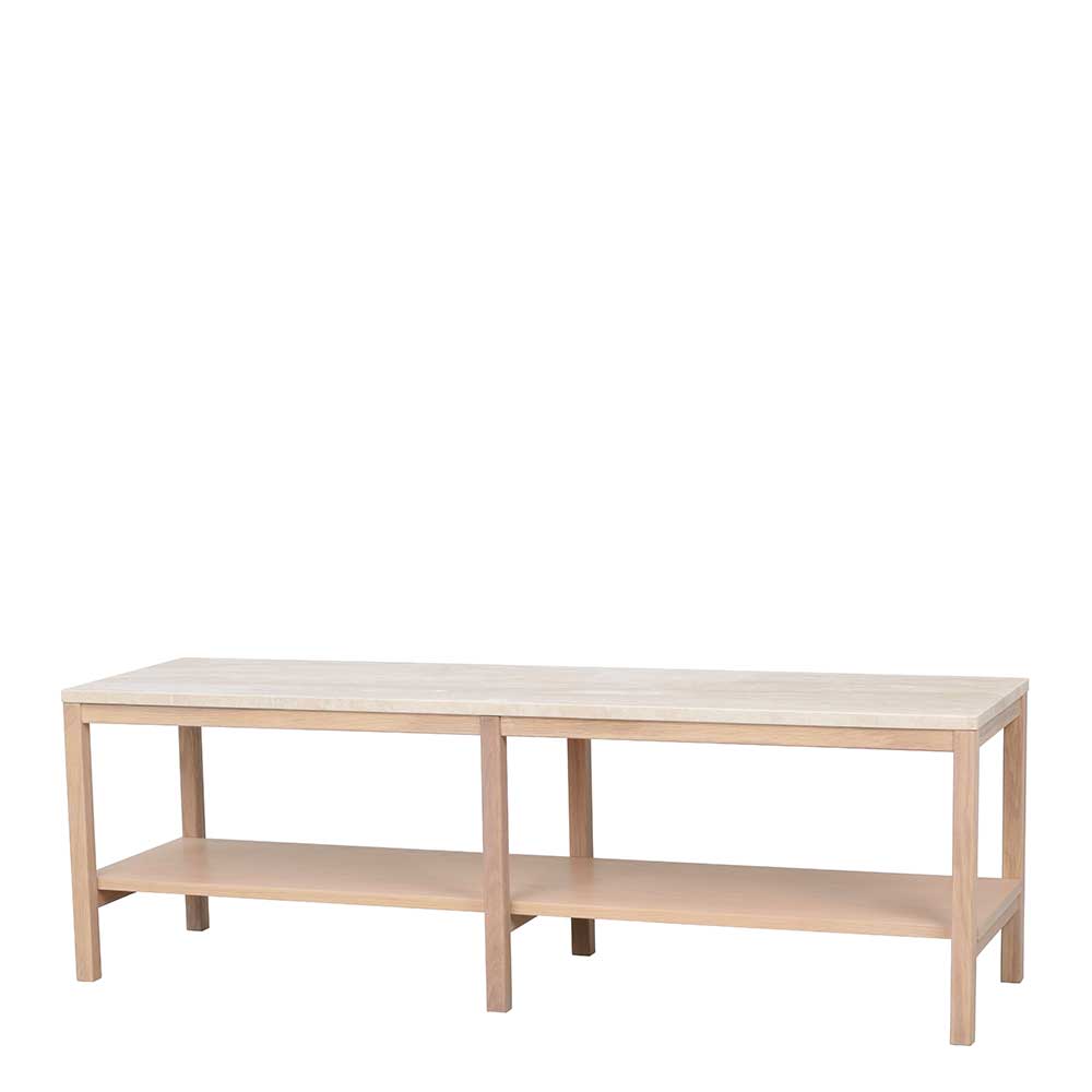 Offenes Lowboard Regal mit Travertin Deckplatte - Kentos
