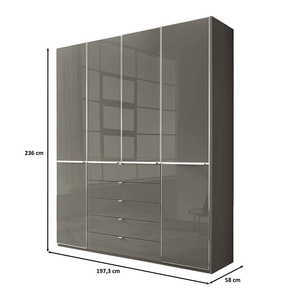 4-türiger Schlafzimmerschrank in Braun - Madita