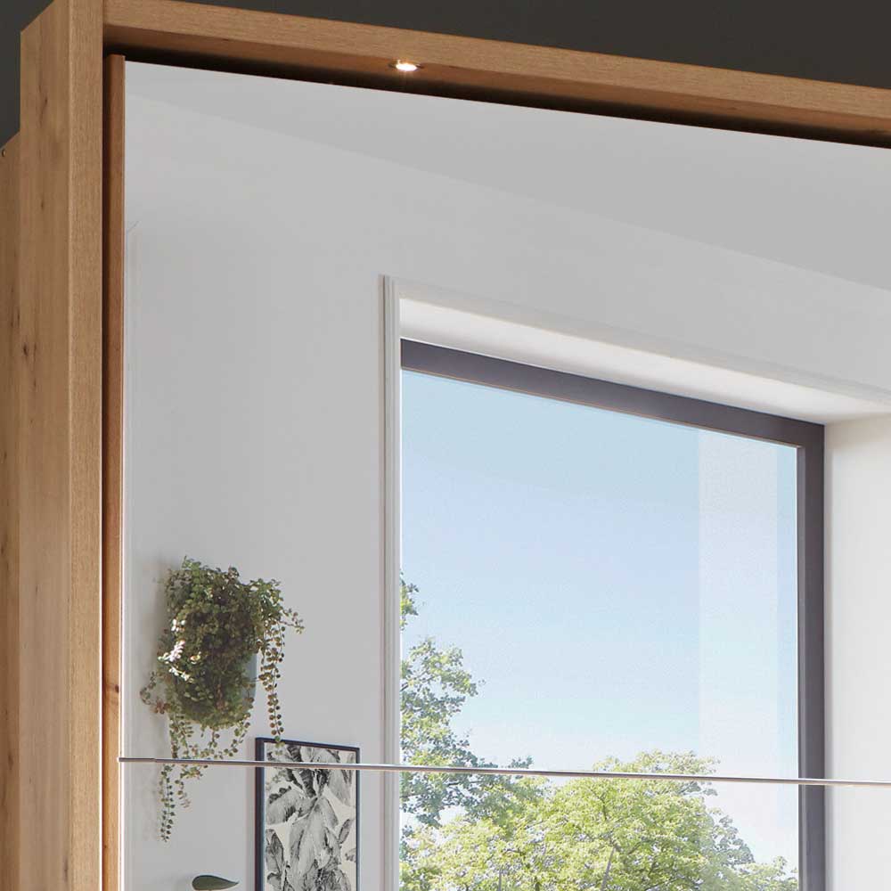 Kleiderschrank in Eiche Bianco & Spiegel - Paniola