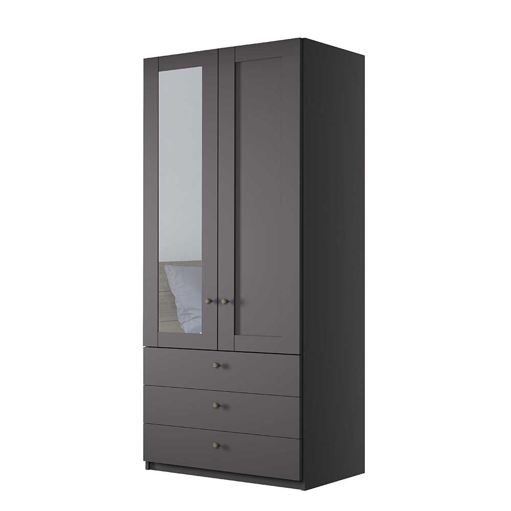 2-türiger Kleiderschrank in Dunkelgrau foliert - Mataram
