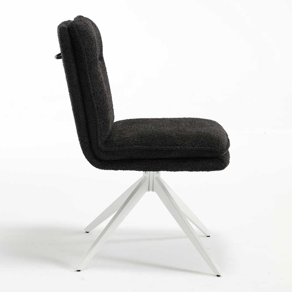 Esszimmer Drehstuhl aus Boucle Anthrazit - Calarina (2er Set)